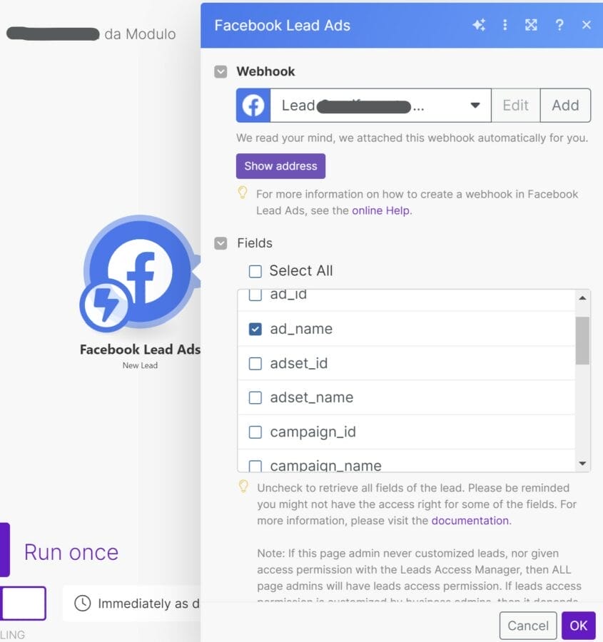 facebook make spreadsheet 1 - Automazioni Business - Agenti AI Gohighlevel Make N8N