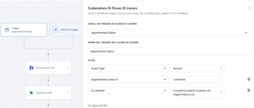 appuntamento trigger whatsapp - Automazioni Business in No-Code - Gohighlevel Make Zapier